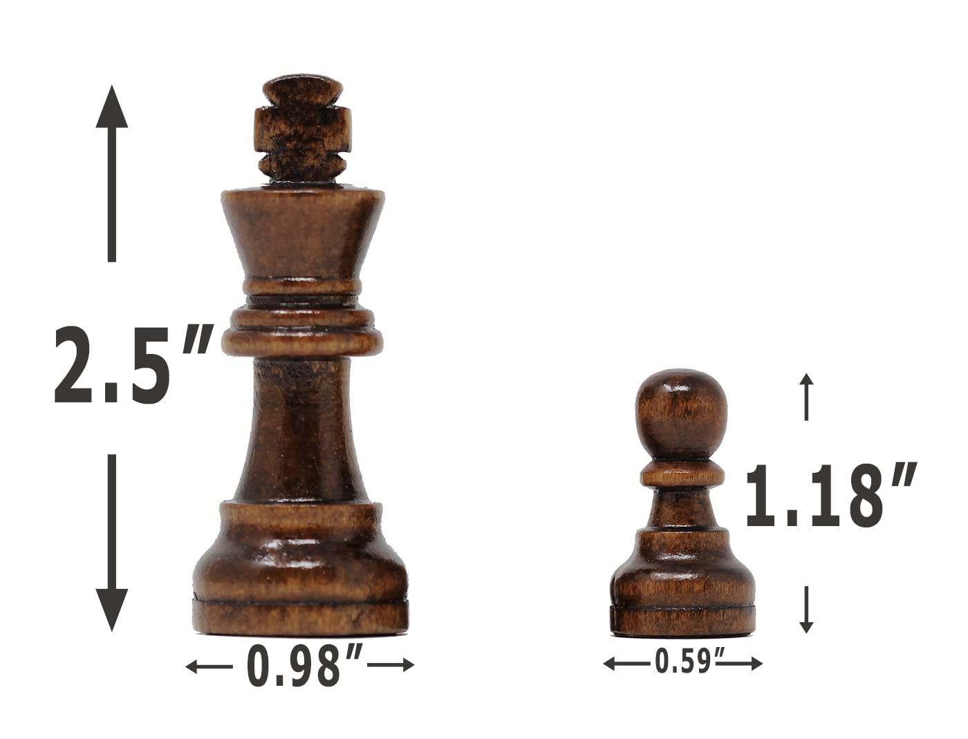 Da Vinci Staunton Wood Chess Pieces 32 Chessmen And Storage Bag (2.5 Inch King)