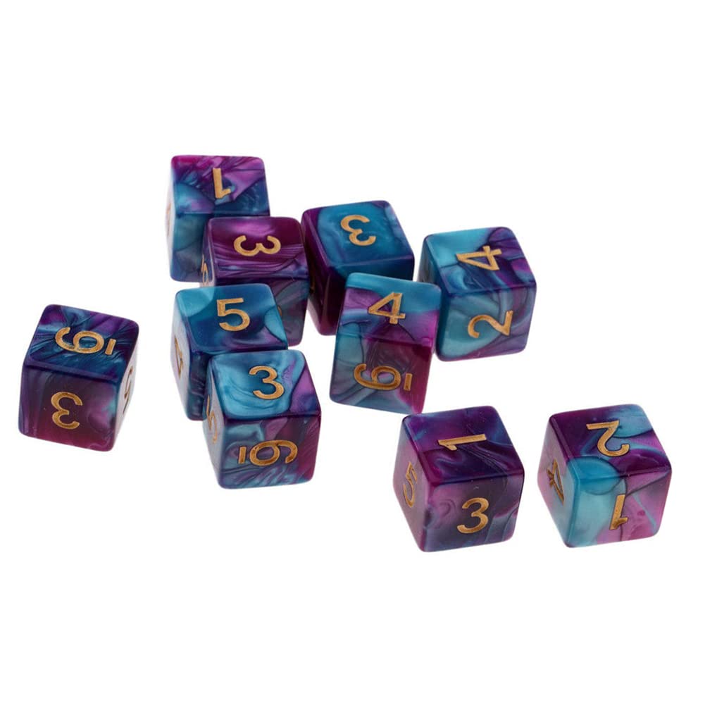Yiotfandoll 10PCS Polyhedral Dice D6 Dice 16mm Acrylic 6 Sided Dice Double Colors Game Dice for RPG MTG DND Dice Table Games (Bl