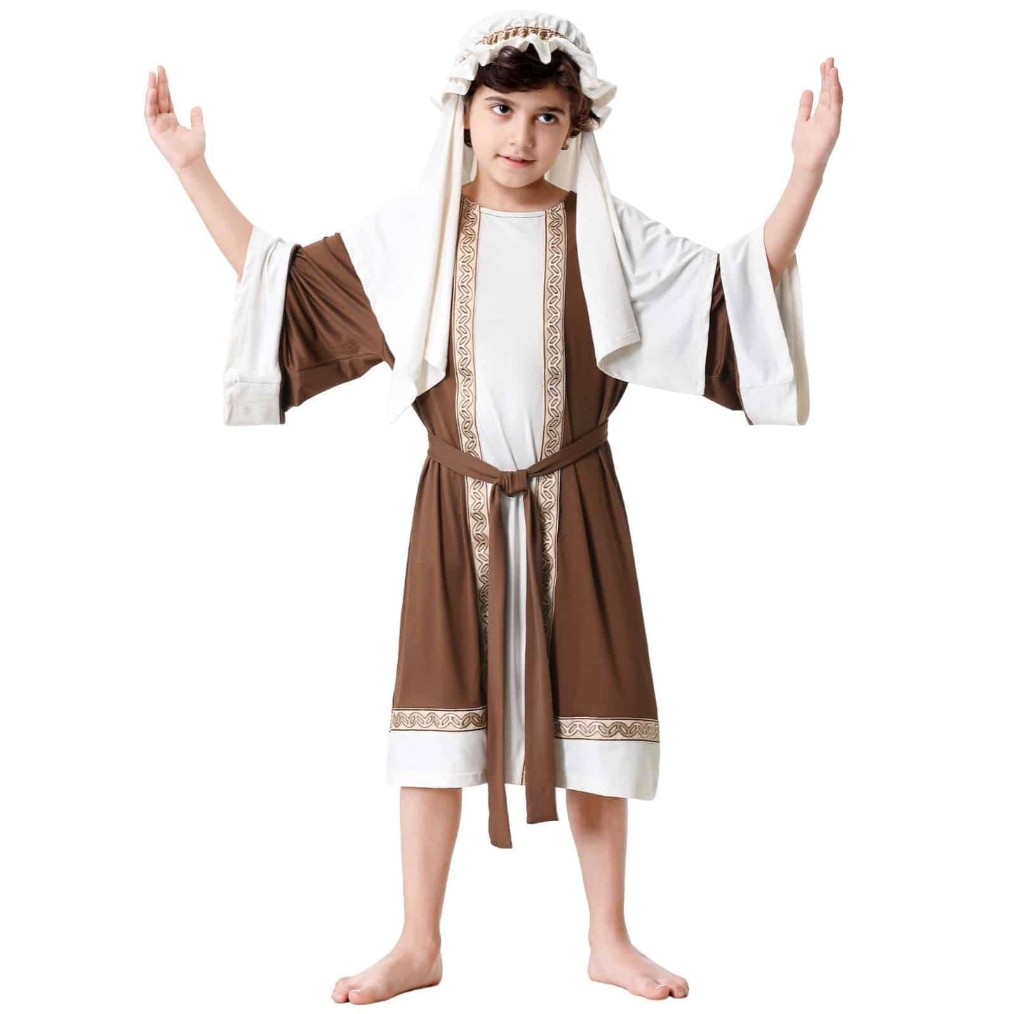 AGCOAH Joseph Costume for Kids,Saint Robe for Boys,Biblical Nativity Outfit,Sherherd Halloween Church Cosplay(47 INCH (5-6Y))