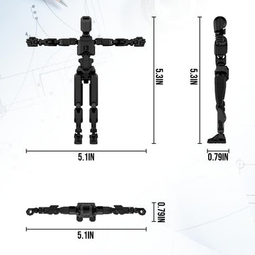 Aifeiric T13 Action Figure,T13 Action Figure Dummy13,3D Printed Multi-Jointed Movable,Creative Gifts For Kids And Adults (Black)