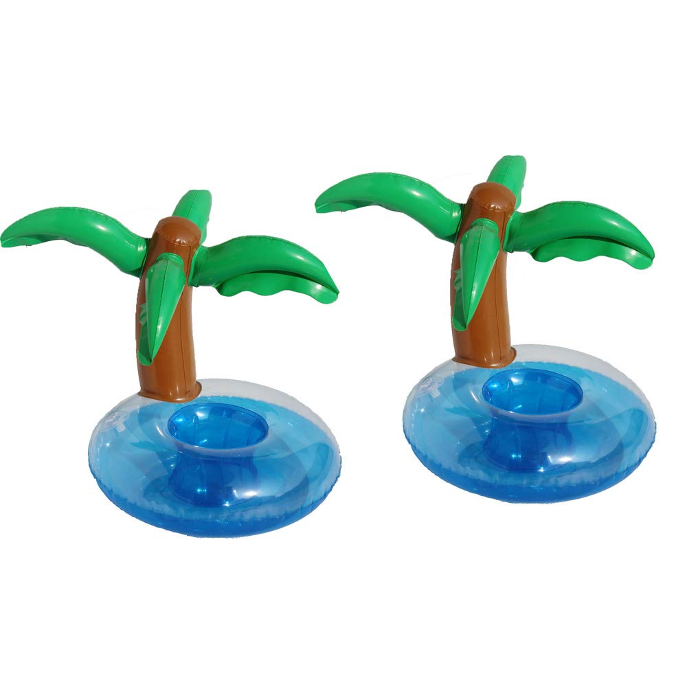 Binaryabc Inflatable Coconut Tree Palm Trees Drink Holders Drink Floaties, Pool Drink Holder Floats, Inflatable Floating Drink Cup Holder,Hawaii Summer Pool Party Drinks Favors,2Pcs