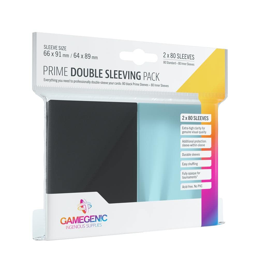 Prime Double Sleeving Pack 80 | Card Sleeving Pack Includes 80 Prime Sleeves & 80 Inner Sleeves | Double-Sleeved Card Protection | Protects Up To 80 Standard Gaming Cards | Made By Gamegenic