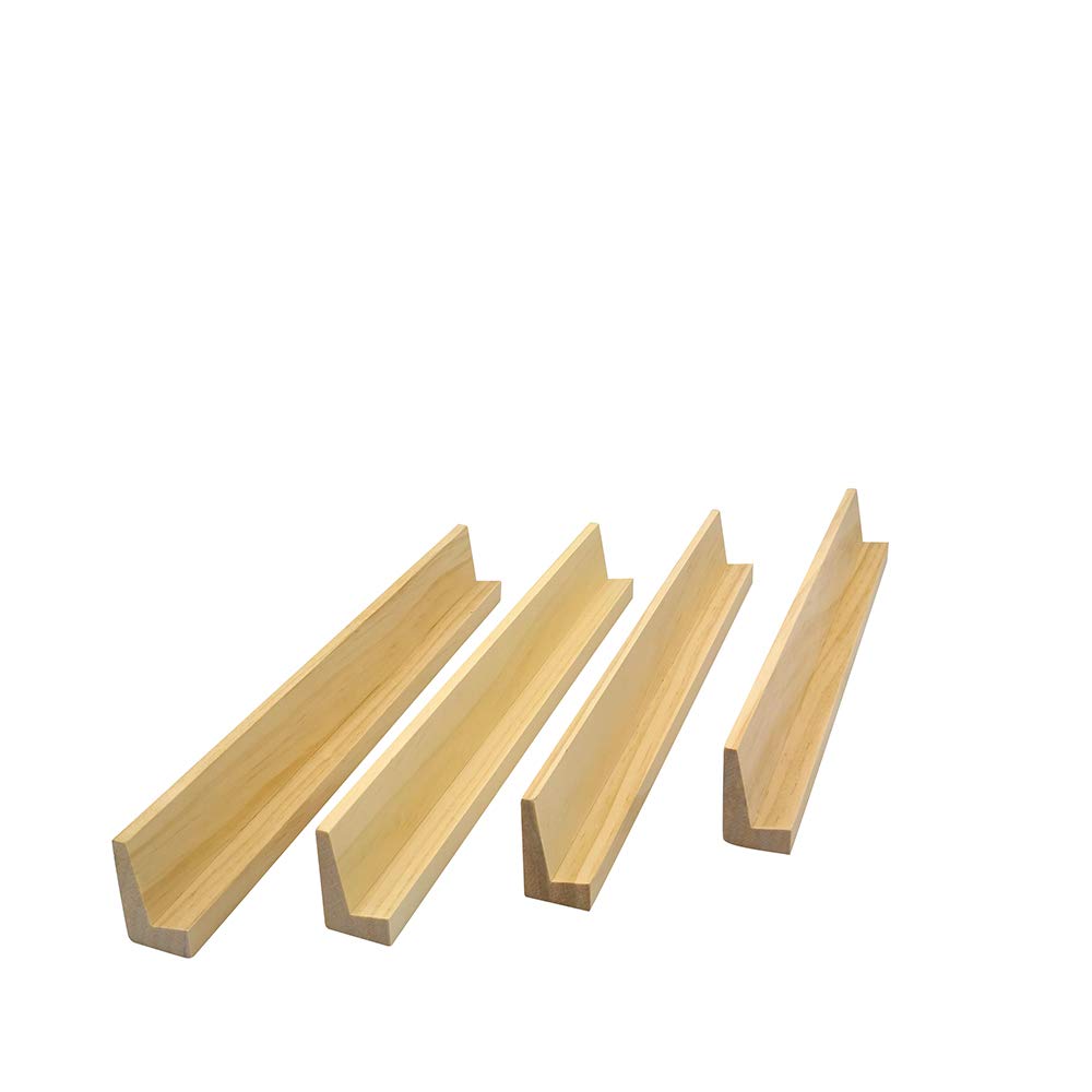 Yuanhe Wooden Domino Trays Set of 4 - 13.4 Racks for Domino Tiles, Mexican Train, Mahjong & More - Wood Color, Durable Holders