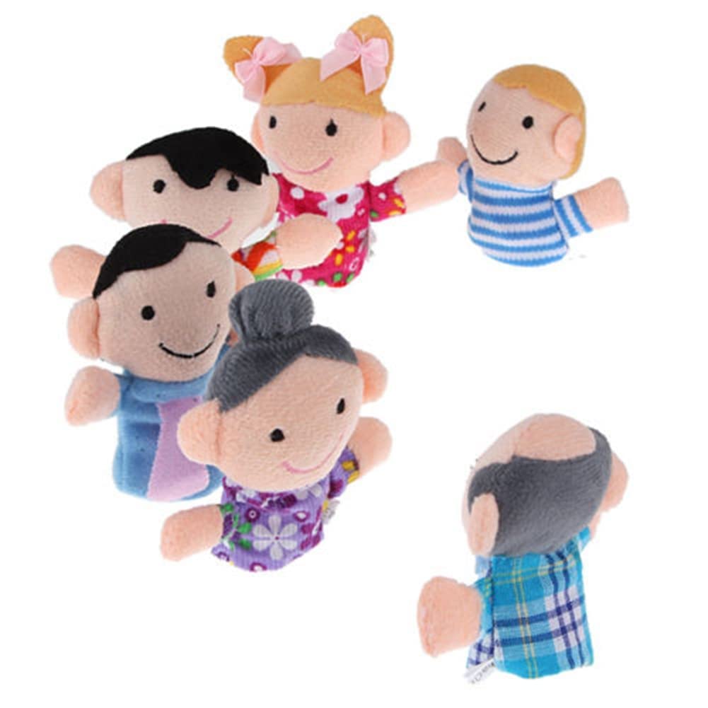 6 Piece Mini Grandparents, Finger Puppet Set, Cloth Velvet Puppets, 6 People Family Members Finger Puppets Toys Set, Story Time,