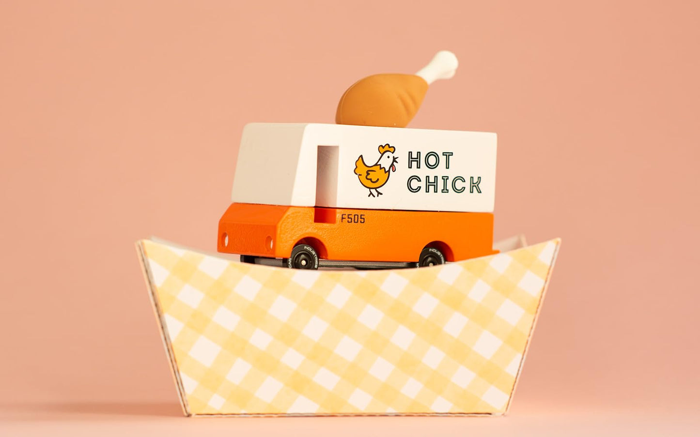 Candylab Toys CANDYCAR Wooden Food Truck Collection - Fried Chicken Van enhanced Handcrafted Beech Wood Toy Car