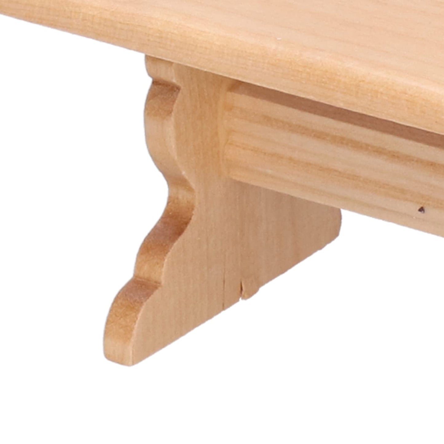Dollhouse Wooden Table, 1:12 Doll House Mini Log Color Furniture Model Restaurant Long Table Bench(Wood Color)