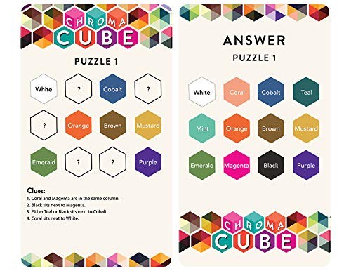 Project Genius: Chroma Cube, A Colorful Logic Puzzle, 12 Colorful Wood Blocks, 25 Brainteaser Cards, Puzzle, Great Gift, 1 Player Game Logic