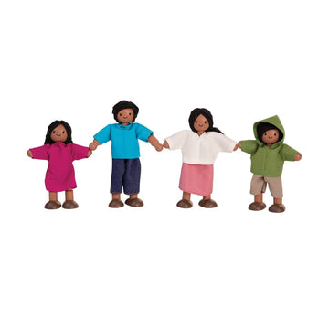 Plantoys Wooden Dollhouse Family- Mom, Dad, Son, And Daughter (1345) | Sustainably Made From Rubberwood And Non-Toxic Paints And