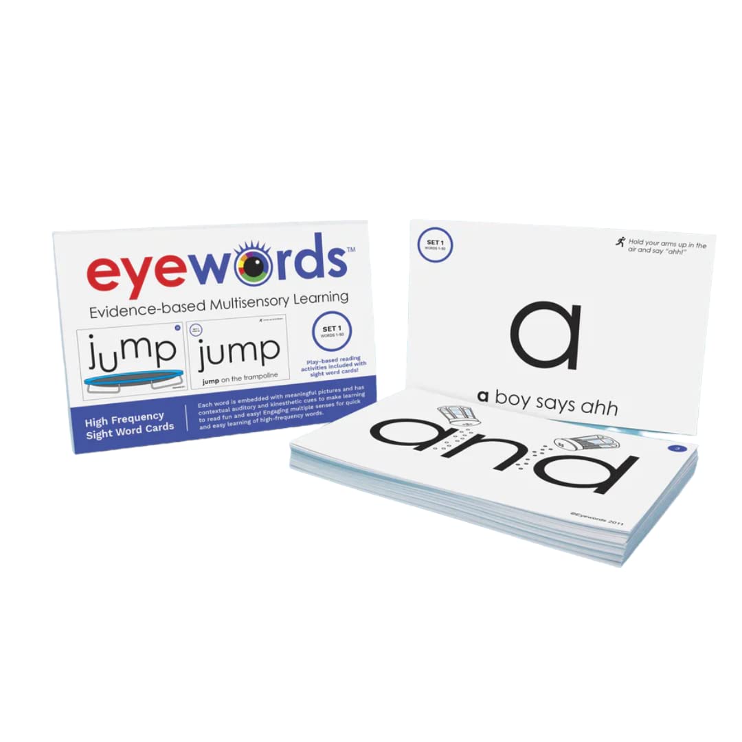 Eyewords - Multisensory Sight Word Phonics Flash Cards - Kinesthetic Learning Approach, Set #1, Words 1-50