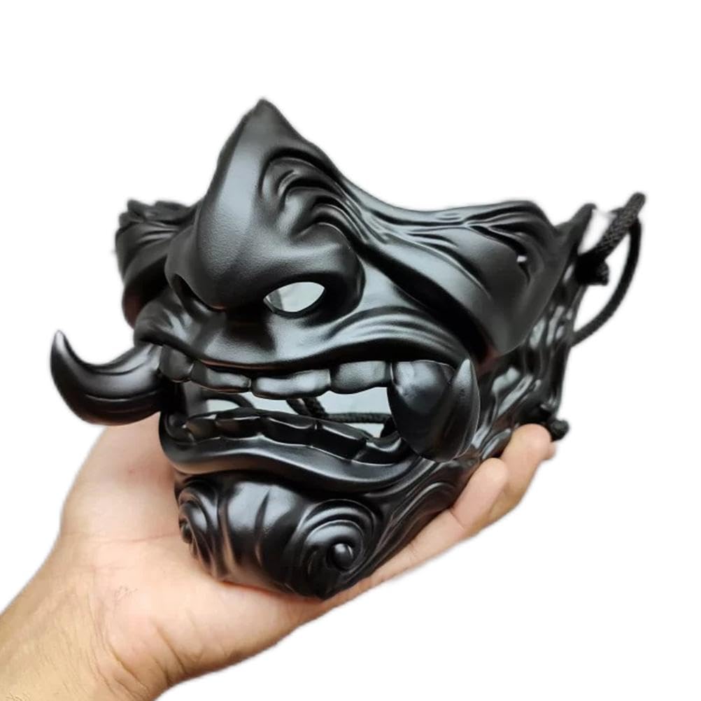 Mrisata Japanese Hannya Mask Demon Oni Samurai Kabuki Prajna Devil Half Face Mask Cosplay, Japanese Demon Prajna Face Cover Hall