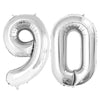 GOER Jumbo 42 Inch Silver Foil Balloons for 90th Birthday Party Decorations