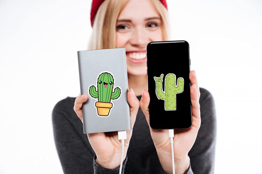Cute Cactus Stickers For Kids,Random 50 Pcs Matte Vinyl Plant Stickers For Journaling,Waterproof Vinyl Cactus Stickers Small For