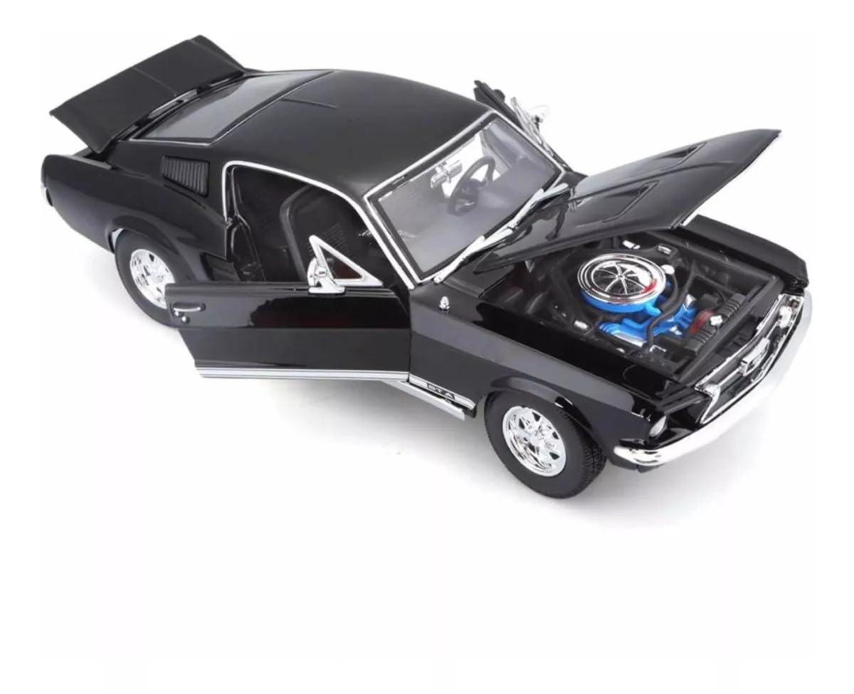 Koenig-Tom Maisto 1967 Ford Mustang GTA FastBack Diecast Model Toy Car, Large, Black, Rubber