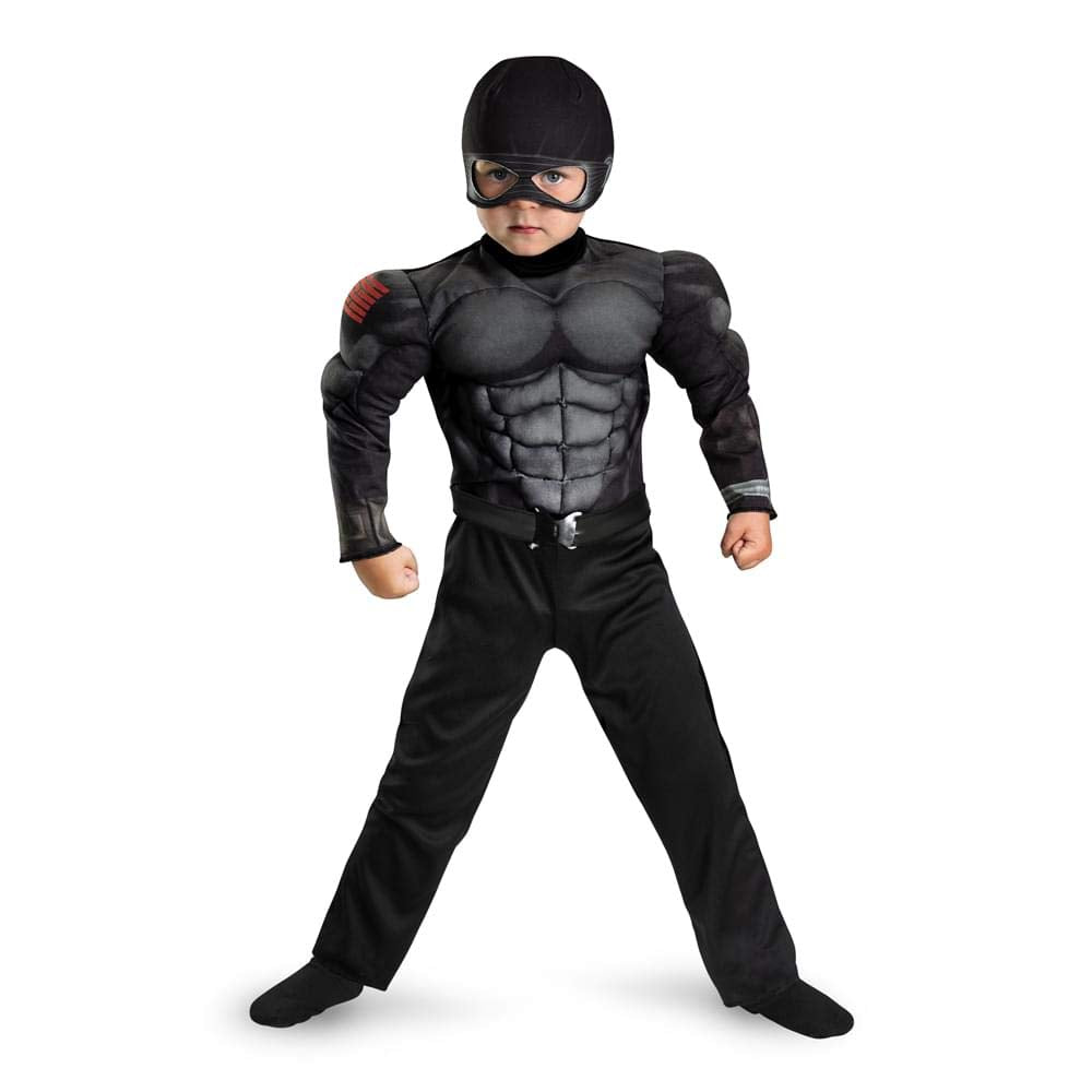 Disguise Costumes G.I. Joe Retaliation Snake Eyes Toddler Muscle Costume, Black, Large