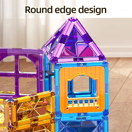 SNAEN Magnet Building Tiles for Kids Ages 3-5 4-8, 96 Pieces Educational Magnet Toys for 3 4 5 6 7 8 Years Old Boys, 3D Building