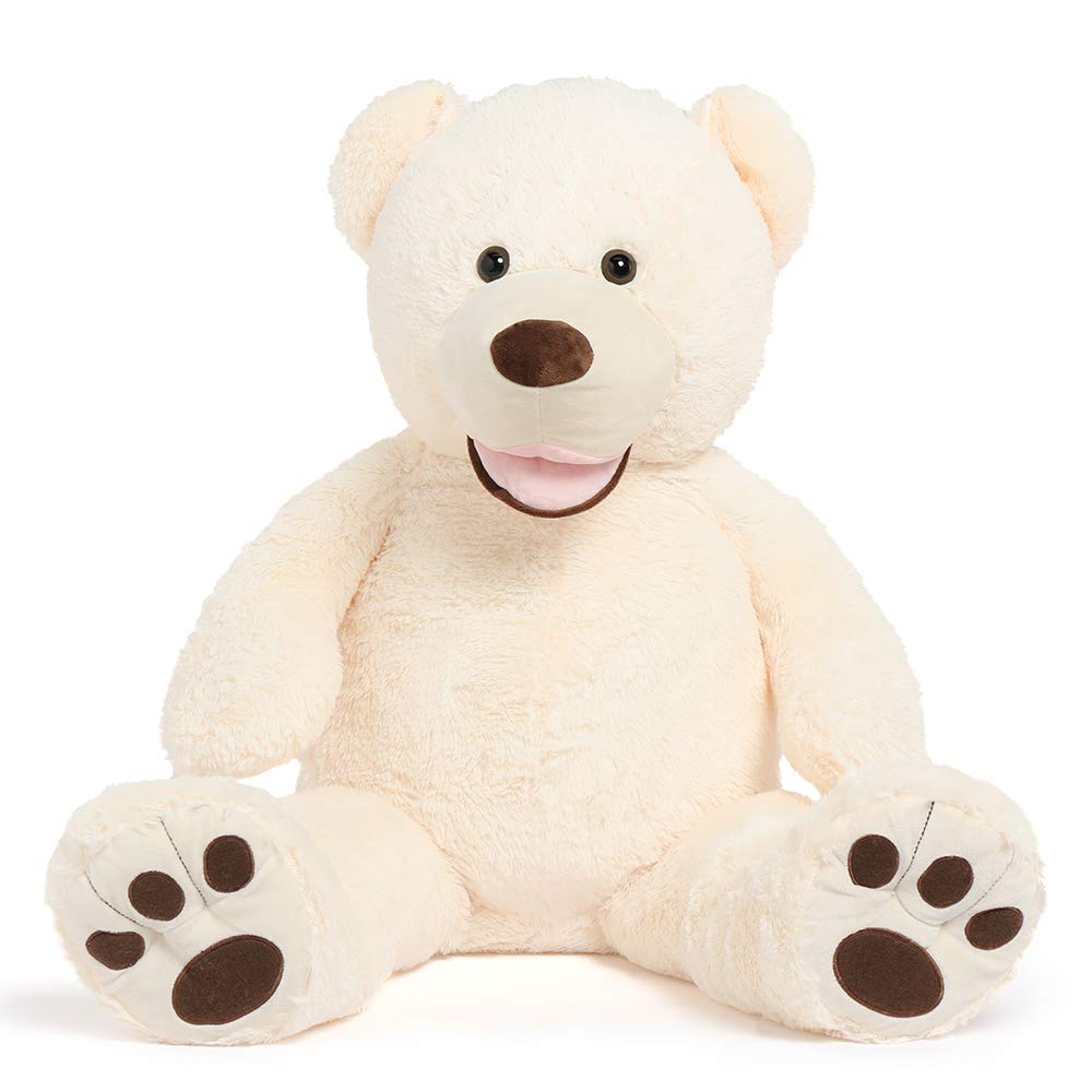 Morismos Giant Teddy Bear, 39Inch Large Stuffed Bears With Big Footprints Plush Stuffed Animals Gifts For Kids, Beige