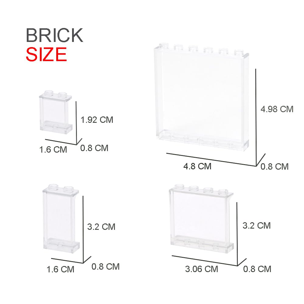 Clear Tranparent Flat Plates Bricks, 60Pcs Classic Pieces And Parts Panel, Window Bulk Building Blocks Accessories (Transparent)
