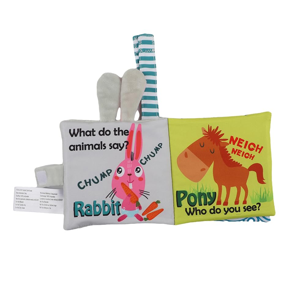 Soft Baby Books - Crinkle Cloth Books for Infants Touch and Feel Sensory Toys Baby Gifts for 0-6-12-18 Months Bunny & Farm Theme (2-Pack)