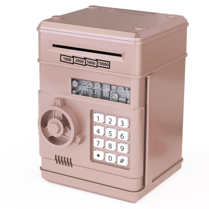 Juneu Piggy Bank For Kids,Electronic Money Bank Toys For Ages 5 6 7 8 9 10 11 12 13,Birthday Gifts For Girls And Boys(Rosegold)