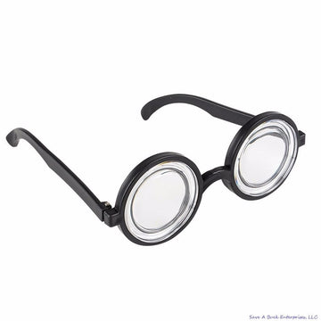Rhode Island Novelty Round Bubbles Goggles - Black Plastic Bug Eyes Specs for Costume