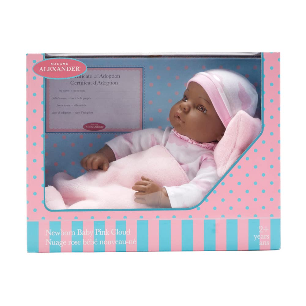 Madame Alexander 16-Inch Lee Middleton Newborn Baby Doll, Pink Cloud, Dark Skin Tone