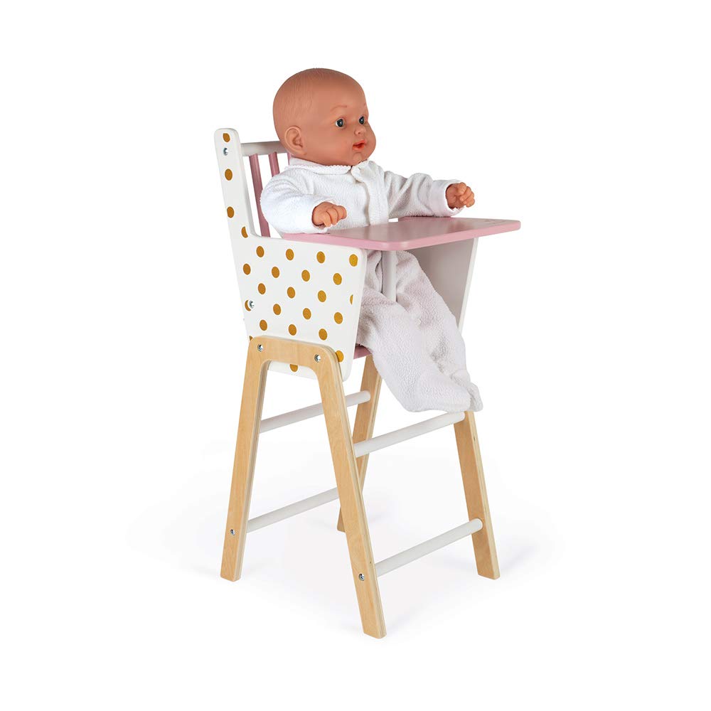 Janod Candy Chic Highchair – Wooden Baby Doll Chair - Ages 3+ - J05888