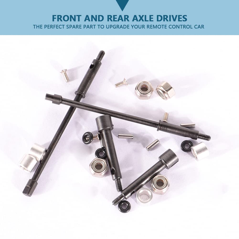 WEISHUJI Front Rear Wheel Axle Shaft Drive, 4mm Widen Steel Drive Stub Axles CVD Joint Drive Shaft Upgrade Parts for AXIAL SCX24