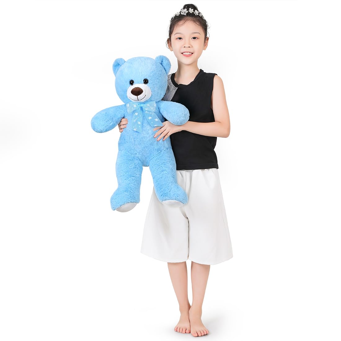 Sausudols Teddy Bear Stuffed Animal 16'' Small Teddy Bear Gift For Christmas Birthday Blue