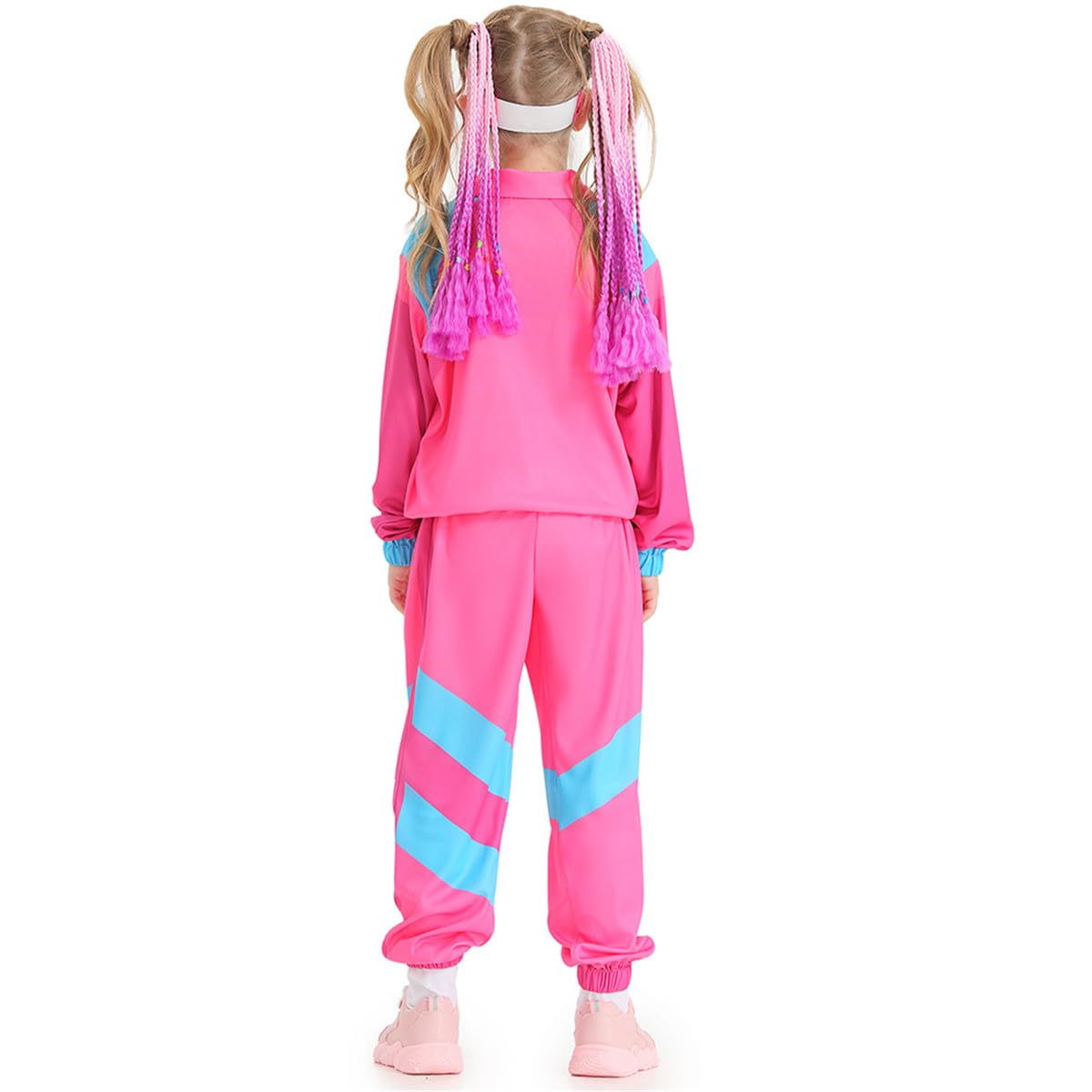 Jeleuon Boys Girls Retro Hip Hop 80S Tracksuit Costume Dance Sportswear Top Pants Sets Outfit Colorblock Windbreaker Sets S