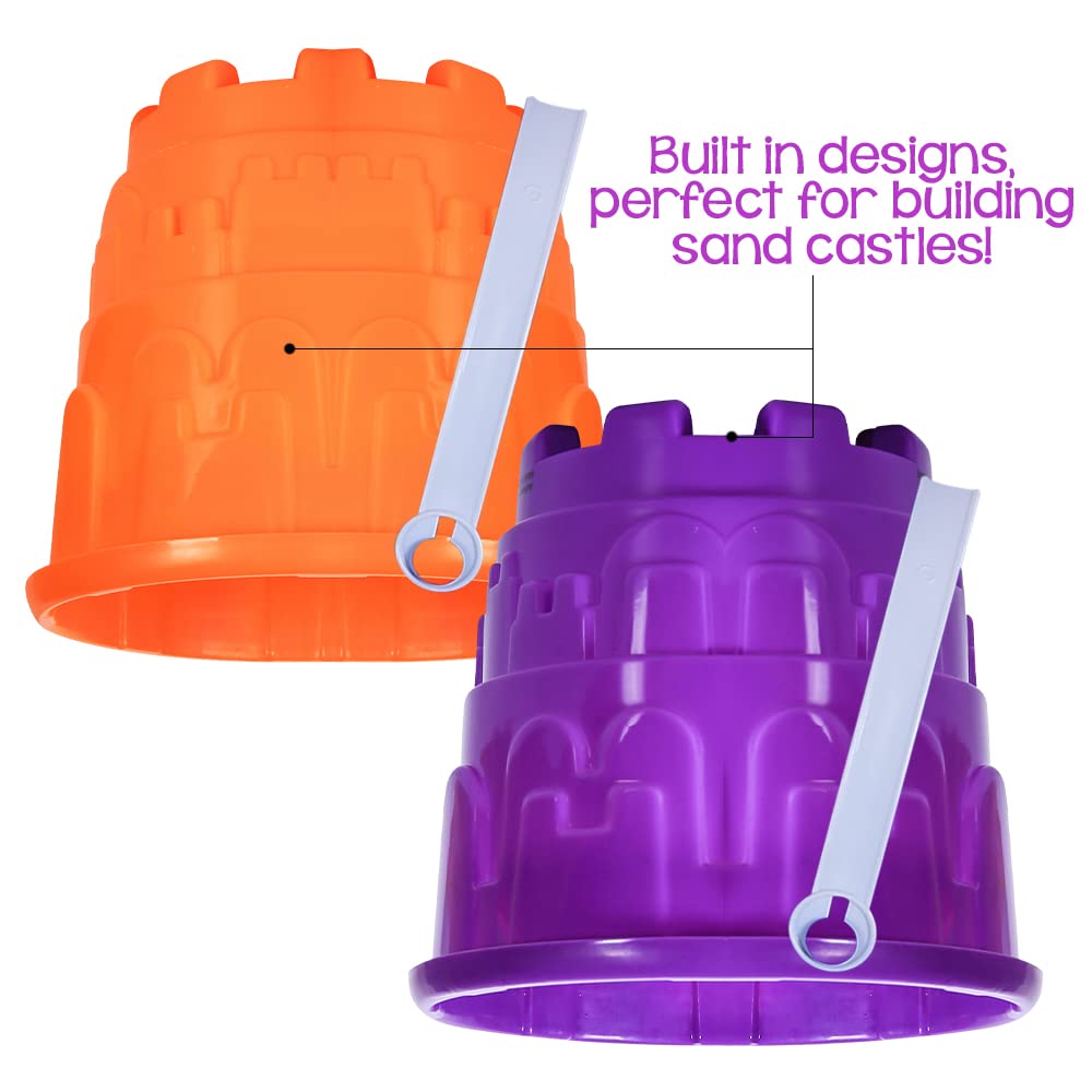 ArtCreativity 6'' Beach Sand Castle Buckets and Shovels Set, Includes 12 Shovels and 12 Pail Buckets with a Sand Castle Design I