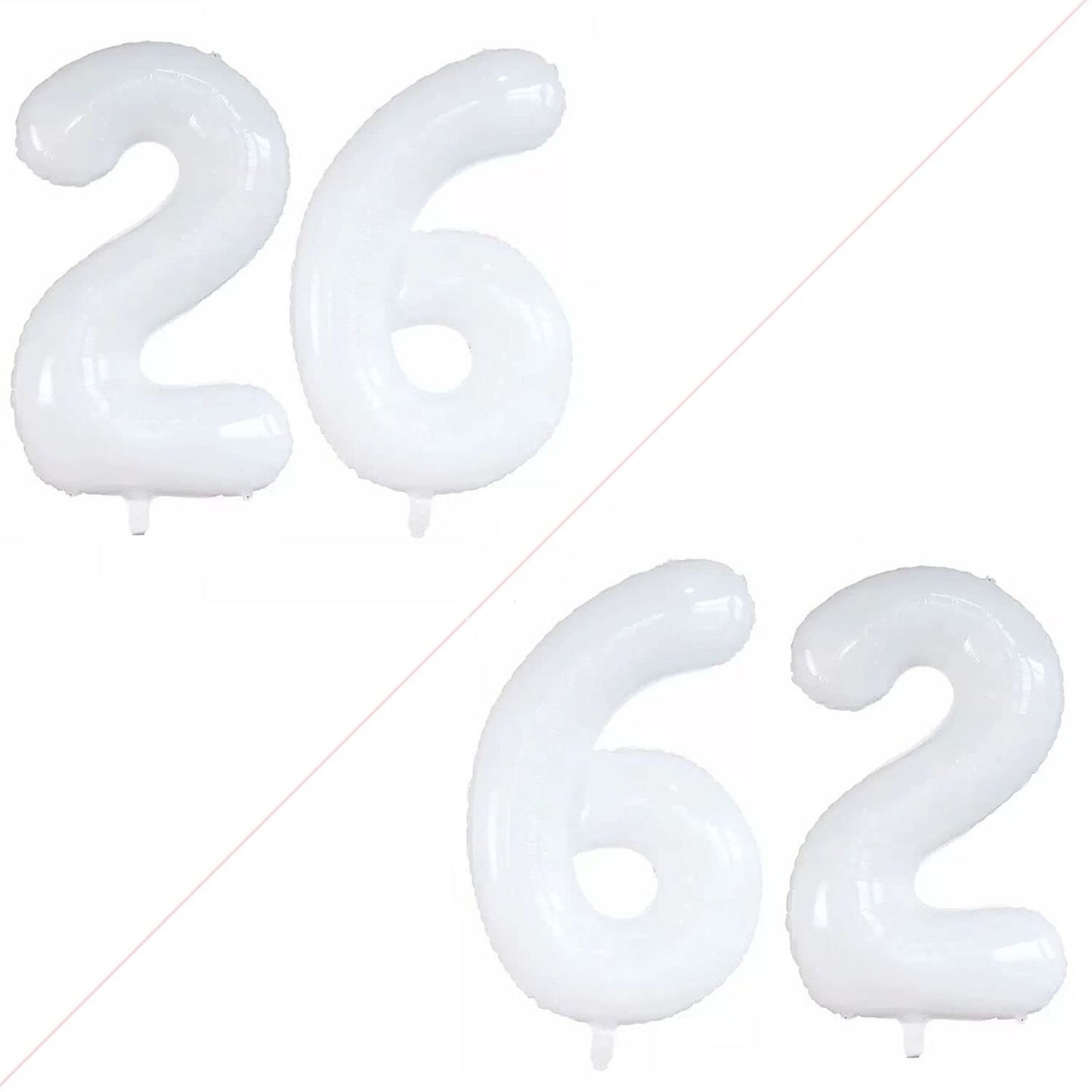 Goer Number 26 Balloons For 26Th Birthday Party Decorations,42 Inch Jumbo Foil Helium 62 Balloons For 62Nd Birthday Party Decoration (White)