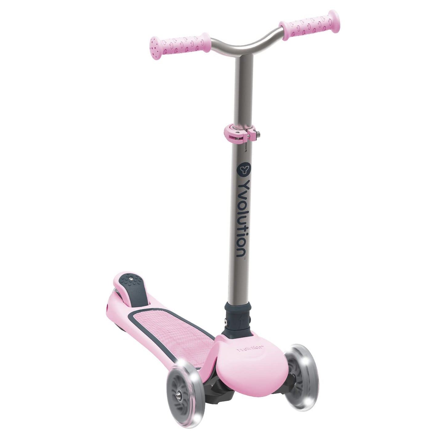 Yvolution Y Glider Air Scooter For Kids, 3 Wheel Scooter For Toddlers 4 Adjustable Height Glider With Kick Scooters, Lean To Steer With Led Flashing Light For Children Ages 3+ Years Old (Pink)
