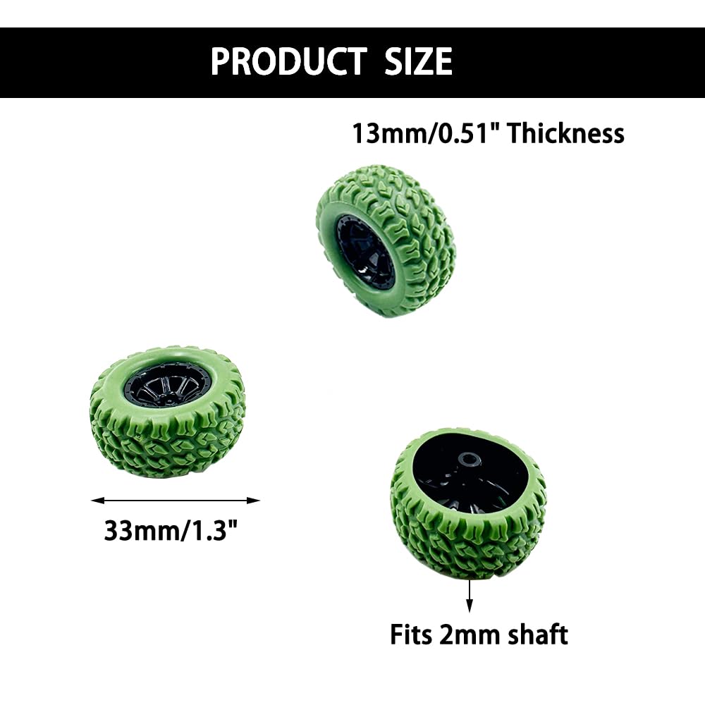 10PCS Toy Car Wheel RC Car Rubber Tire Wheel with 5PCS Shaft Round Rod Axles for RC Car Truck Robot DIY Model Toy Wheel Parts (2
