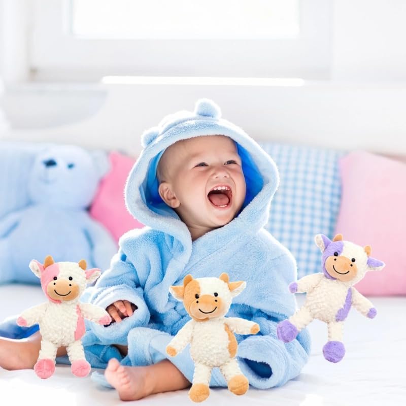 Yukouqian Cow Stuffed Animal Cow Plush Doll Toy 11.8 Inch For Girls Boys Christmas Children'S (Stand Cow Purple)