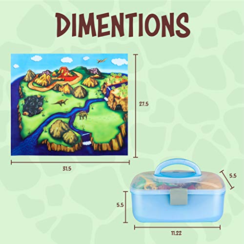 Toyvelt Dinosaur Play Set Dinosaur Toys Includes Dinosaur Figures, Trees, Rocks, Playmat, And A Beautiful Container Create A Din