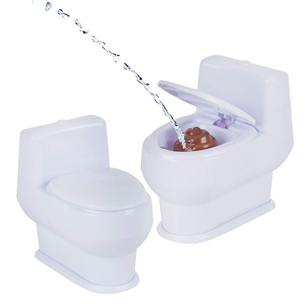 Artcreativity 4 Inch Squirt Toilet - Gag Gift For Kids And Adults With 3D Poo Emoticon - Lift Seat To Spray Water - Funny Water Squirting Prank Toy - Hilarious Prankster Joke Stuff For Boys And Girls