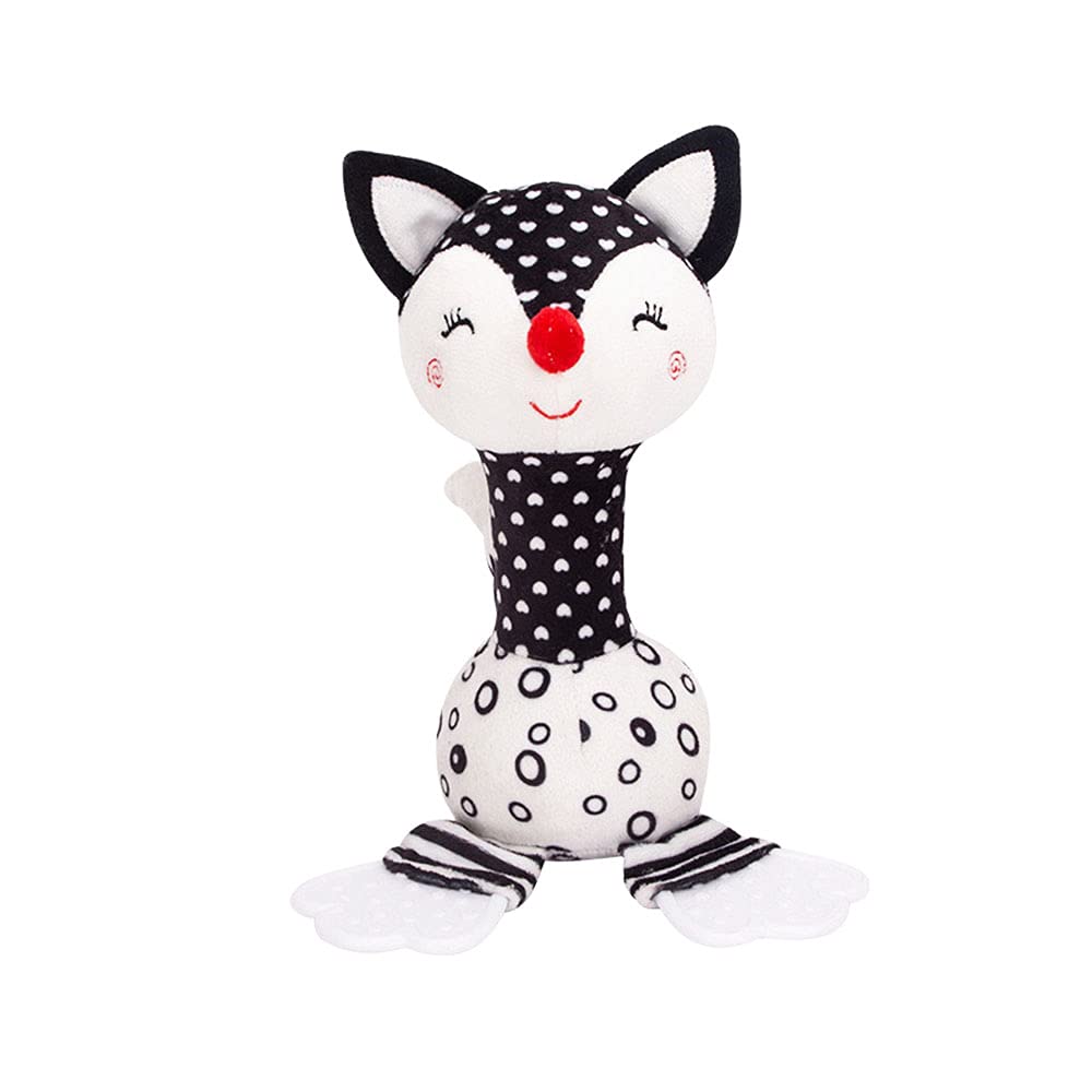 D-Kingchy Baby Toys 0-12 Months, Black And White Newborn Toys, Soft Plush Rattle Stuffed Animal Toy With Teether And Sound, Deve