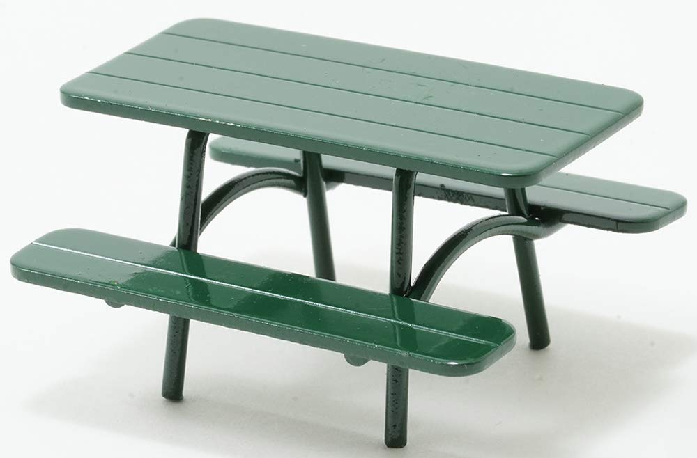Dollhouse Miniature Green Picnic Table