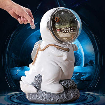 Massjoy Creative Resin Dinosaur Astronaut Piggy Bank Coin Bank Saving Pot Money Box.