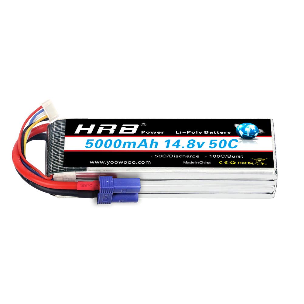 HRB 4S Lipo Battery EC5 5000mAh 14.8V 50C RC Lipo Battery Pack Compatible with RC Car Truck Quadcopter Airplane Helicopter Boat