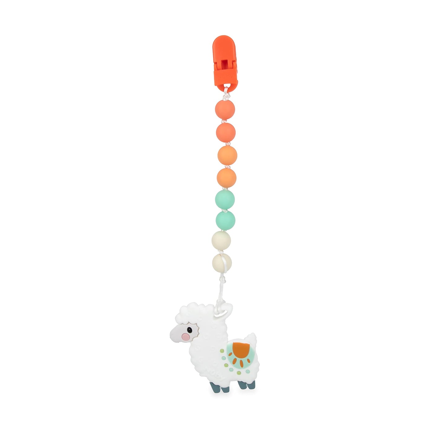 Nuby All Silicone Teether With Bonus Silicone Pacifinder With Clip - 3+ Months, 1Pk, Assorted Neutral Designs