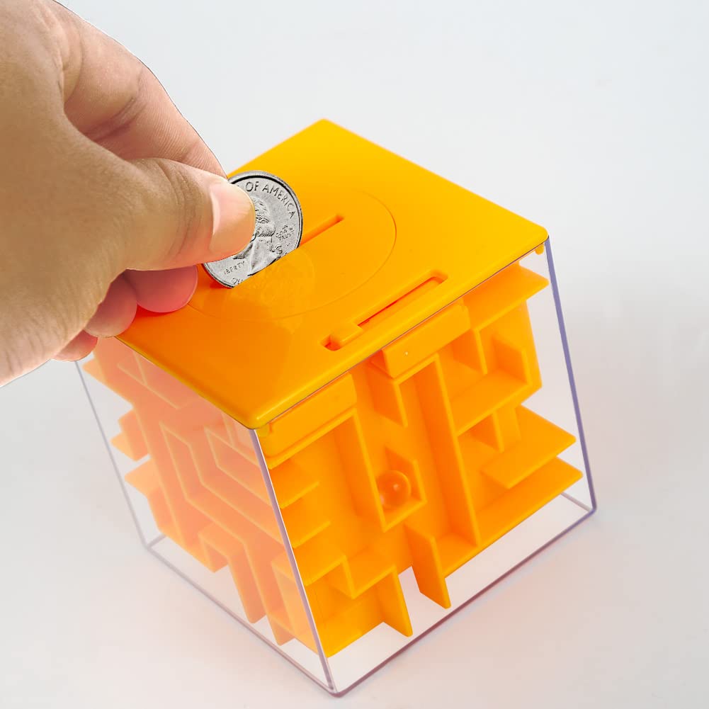 Thinkmax Money Maze Puzzle Box For Kids And Adults, Perfect Money Holder Maze Puzzle Gift Box (Orange)
