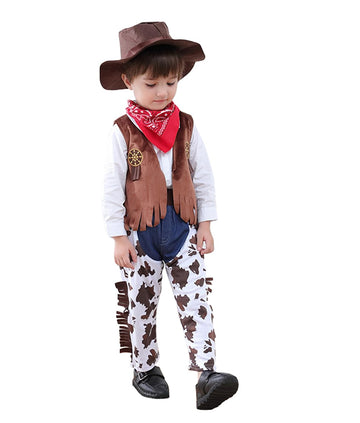 Jsiicennf Kid Halloween Cowboy Costume Cosplay Event Dress Up Role Play Parties Stage Performance Outfits 2-10Y (7-8 Years)