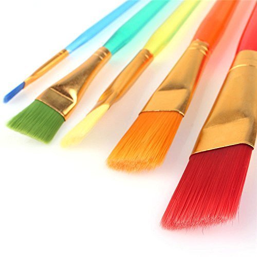 Abaj Set Of 5 Different Sizes Synthetic Flat Paint Brush For Oil, Acrylic Paintings Painting Art Accessories