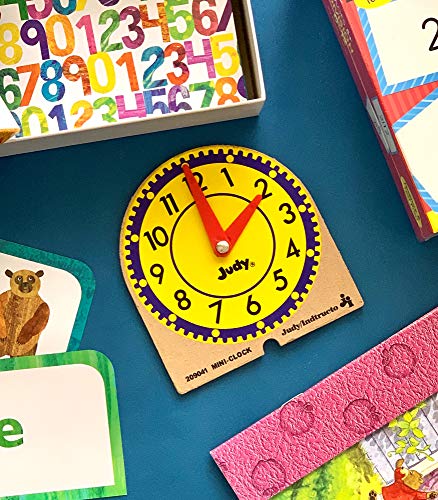Carson Dellosa Mini Judy Clock Telling Time Clock Set, 12 Mini Judy Clocks, 4'' X 4'' Telling Time Teaching Clocks For Kids, Kin