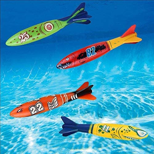 Ytuomzi Pool Diving Toys tossing Bandits Underwater Gliding Shark Swimming Glides Toys Small Water Rockets 4 Colorful Fun Toy for The Pool and Bath
