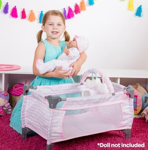Adora Pack-N-Play Deluxe Baby Doll Crib & Easy To Convert Changing Table Set, Includes Storage Box And Removable Diaper Pad, Hol