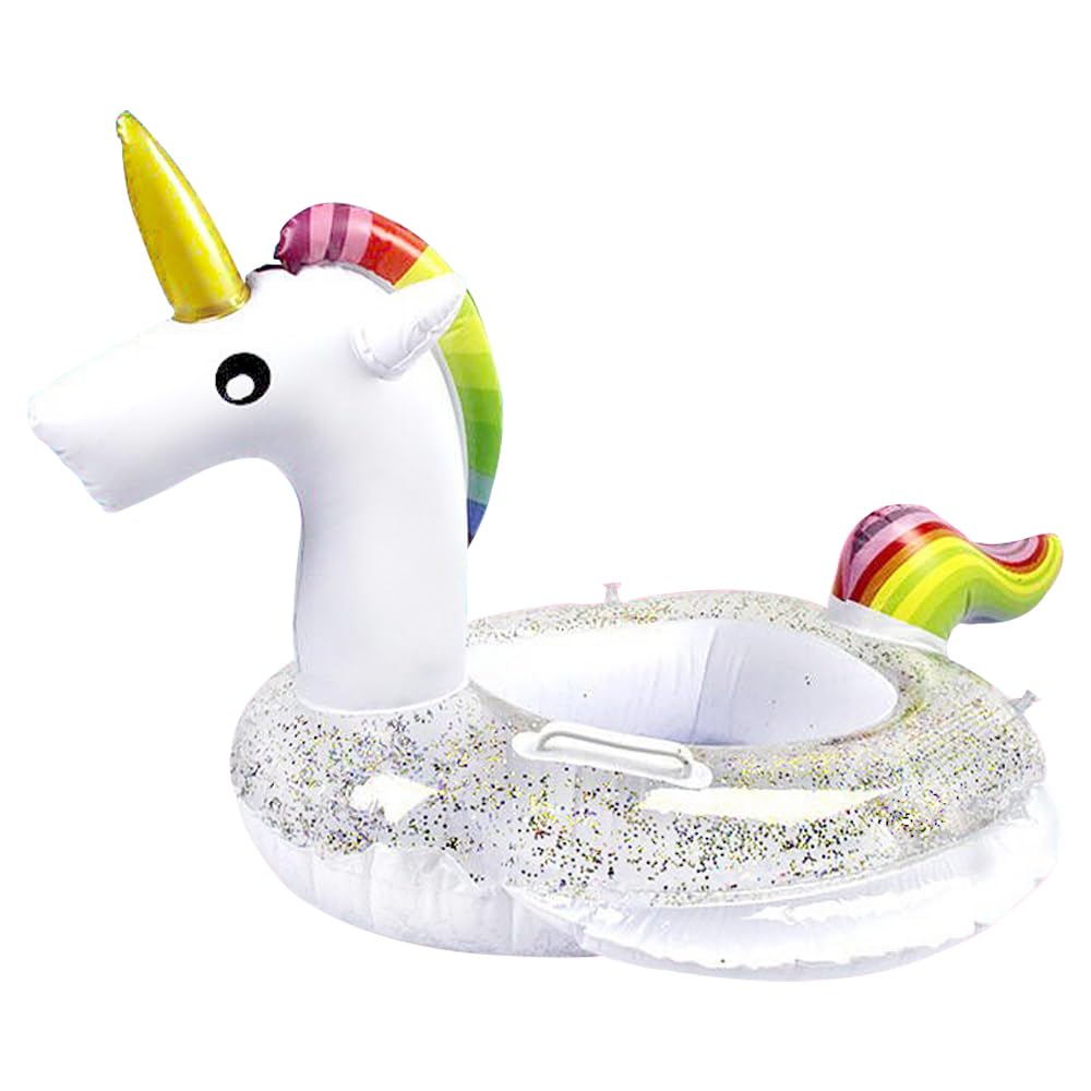New Baby Swimming Pool Floats For Toddler Kids 0-8 Years Under 44Lb, Inflatable Swim Ring Water Raft With Seat And Handle For Summer Beach Outdoor Children Infant Bath Toys (White Unicorn)