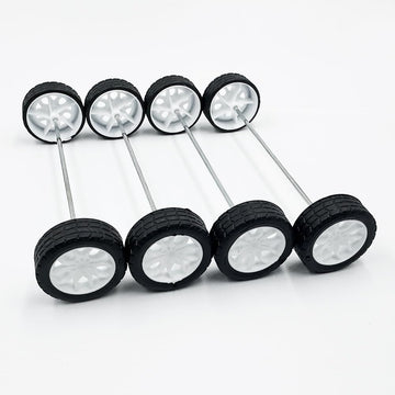 10Pcs Toy Car Wheels 30Mm Rubber Tire With 5Pcs Shaft Round Axles For For Diy Model Toy Rc Car Accessories (2X30Mm)