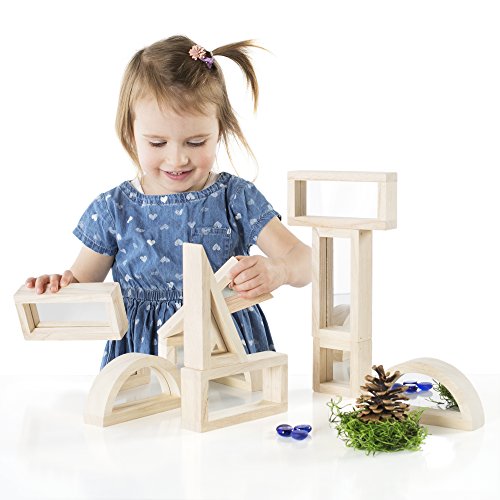 Guidecraft Mirror Blocks Set - 10 Pcs. Kids Learning & Educational Toys, Stacking Blocks, Block Play Accessory Set, Reflection Toy For Toddlers